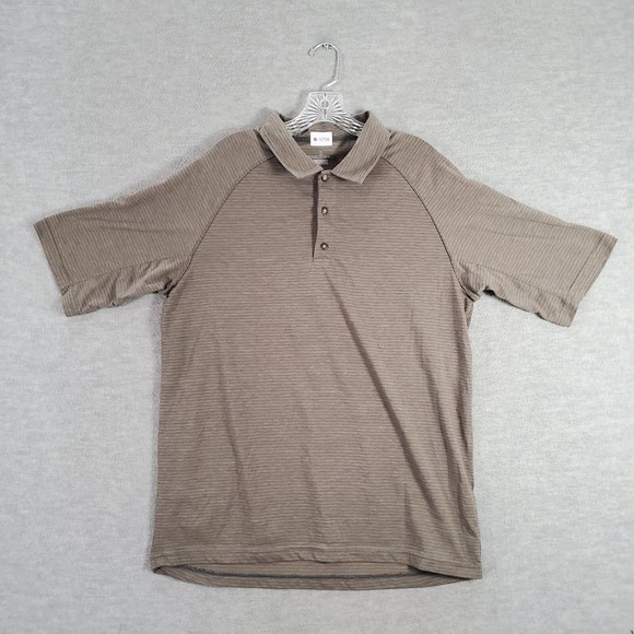 Royal Robbins Men Polo Shirt XL Brown Striped Hiking Short Sleeve Collar - Picture 1 of 8